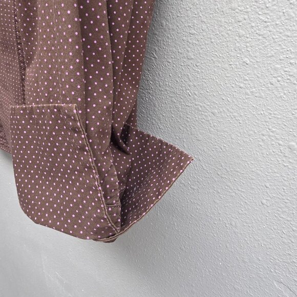 Cato Blouse Shirt Womens 22/24W Brown Pink Polka Dot Stretch 3/4 Sleeve Plus - Picture 4 of 12
